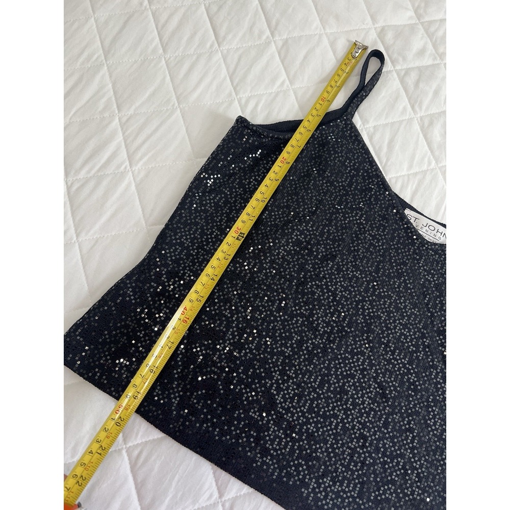St. John Evening Black Sequin Cami & Skirt Set XL Formal Wedding Cocktail Luxe - Picture 6 of 14